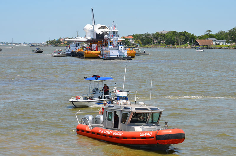 Space shuttle replica docks in Houston lake, launches 'Shuttlebration'