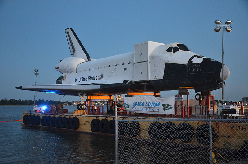 Space shuttle replica docks in Houston lake, launches 'Shuttlebration'