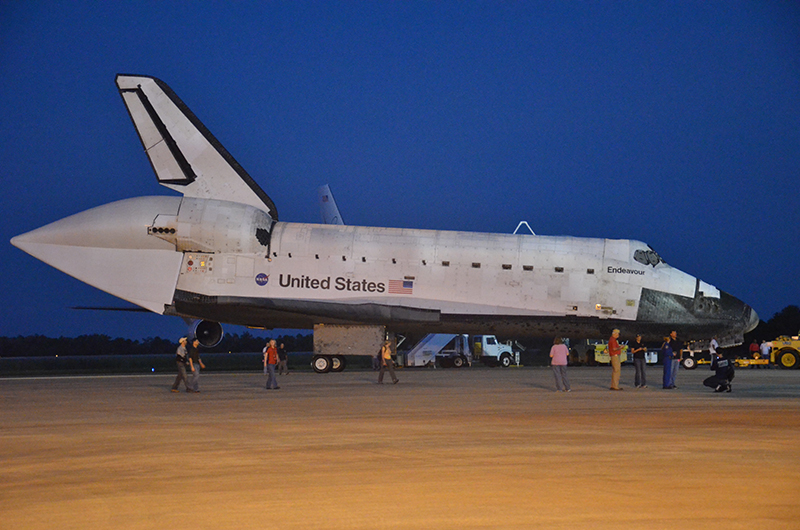 Space shuttle Endeavour mounted on 747 jet for final flight to L.A.