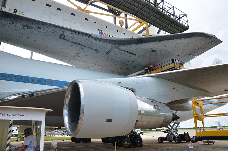 Space shuttle Endeavour mounted on 747 jet for final flight to L.A.